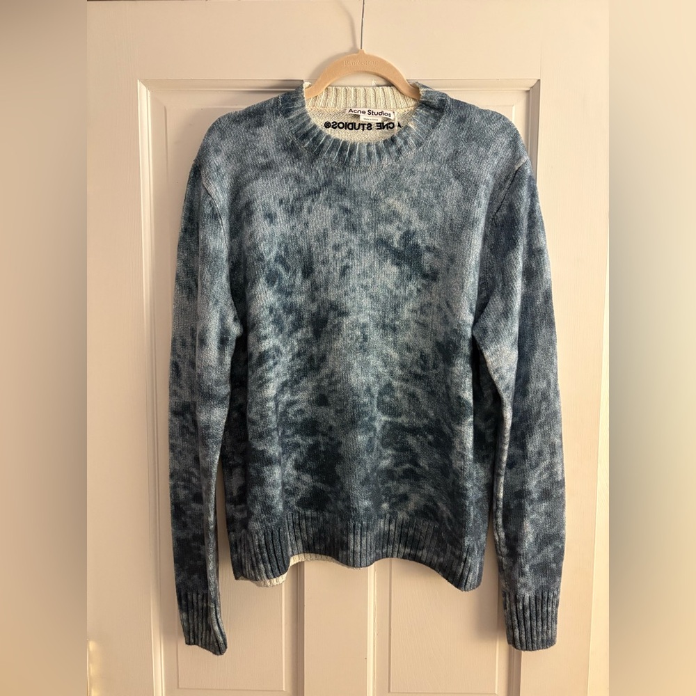 NWT Acne Studios Blue and Cream Tie Dye Knit Sweater